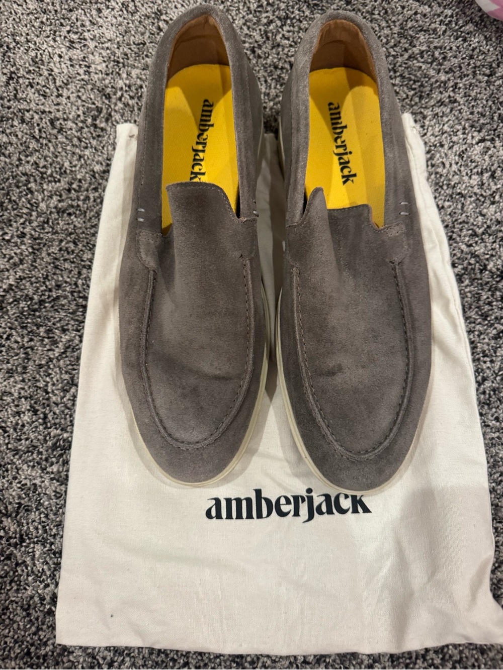 Amberjack Men’s Suede Slip-On Loafers in Gray